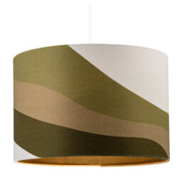 Happy Homewares Olive Green Linen Fabric Lamp Shade With Inner And Outer Wavy Design - thumbnail 2