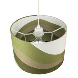 Happy Homewares Olive Green Linen Fabric Lamp Shade With Inner And Outer Wavy Design - thumbnail 3