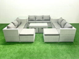 Fimous Outdoor Rattan Garden Furniture Set Grey Cushions Luxury 14 Seater Coffee Table And Side Table For Conservatory,patio - thumbnail 2