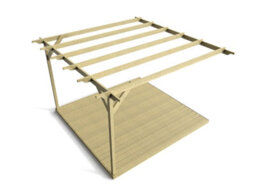Arbor Garden Solutions Wall Mounted Pergola And Decking Complete Diy Kit, Sculpted Design (4.2M X 4.2M, Light Green (Natural) Finish) - thumbnail 3