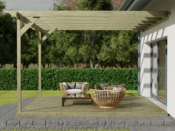 Arbor Garden Solutions Wall Mounted Pergola And Decking Complete Diy Kit, Sculpted Design (4.2M X 4.2M, Light Green (Natural) Finish) - thumbnail 4