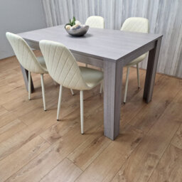 Kosy Koala Dining Table In Grey With 4 Cream Stitched Padded Chairs Kitchen Dining Table For 4 Dining Room Dining Set - thumbnail 2