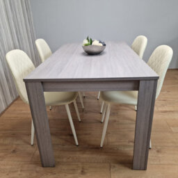 Kosy Koala Dining Table In Grey With 4 Cream Stitched Padded Chairs Kitchen Dining Table For 4 Dining Room Dining Set - thumbnail 3