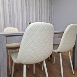 Kosy Koala Dining Table In Grey With 4 Cream Stitched Padded Chairs Kitchen Dining Table For 4 Dining Room Dining Set - thumbnail 5