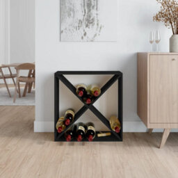 Berkfield Wine Cabinet Black 62X25X62 Cm Solid Wood Pine - thumbnail 3