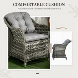 Outsunny Pe Rattan Garden Dining Set For 6 With Seat And Back Cushions - thumbnail 6