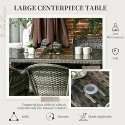 Outsunny Pe Rattan Garden Dining Set For 6 With Seat And Back Cushions - thumbnail 5