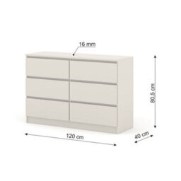 Arte Maja 120Cm Chest Of Drawers - Cashmere, Soft-Toned Storage With Six Smooth Drawers - thumbnail 4
