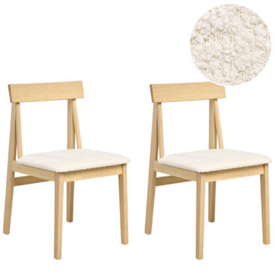 Beliani Set Of 2 Dining Chairs Isle Wood Light Brown/ Beige - image 1