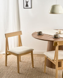 Beliani Set Of 2 Dining Chairs Isle Wood Light Brown/ Beige - thumbnail 2