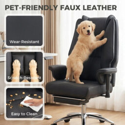 Executive Office Chair, Reclining Desk Chair With Footrest, Black - thumbnail 4