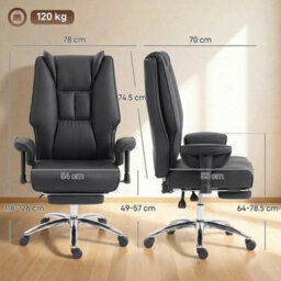 Executive Office Chair, Reclining Desk Chair With Footrest, Black - thumbnail 2