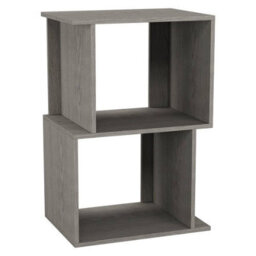 Urbn-Living Urbnliving 40Cm Width Cedar Grey 2-Tier Bookcase Irregular Storage Shelf Wooden Shelving Display Organiser Unit - thumbnail 3