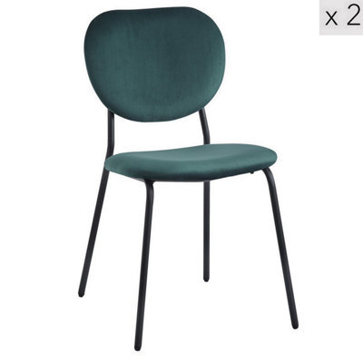 Nordlys Set Of 2 Metal And Green Velvet Dining Chairs Modern Design Style Dining Room - image 1