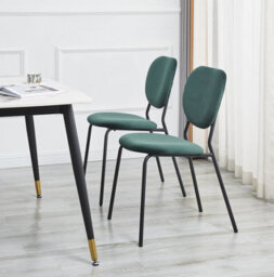 Nordlys Set Of 2 Metal And Green Velvet Dining Chairs Modern Design Style Dining Room - thumbnail 4