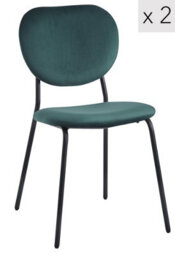Nordlys Set Of 2 Metal And Green Velvet Dining Chairs Modern Design Style Dining Room - thumbnail 2