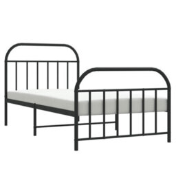 Berkfield Metal Bed Frame With Headboard And Footboard Black 100X200 Cm - thumbnail 4