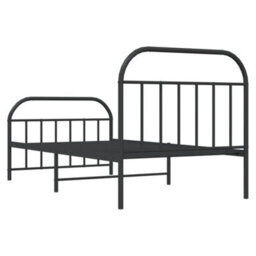 Berkfield Metal Bed Frame With Headboard And Footboard Black 100X200 Cm - thumbnail 8