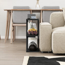 Decortie Lazena Modern 3-Tier Side Table, Black, Slim Particleboard End Table H55.4Cm - thumbnail 3