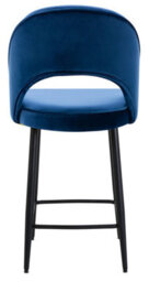 Lamboro Chelsea Velvet Single Kitchen Bar Stool, Black Footrest, Fixed Leg, Extra Padded Seat, Breakfast Bar & Home Barstool, Blue - thumbnail 7