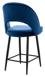 Lamboro Chelsea Velvet Single Kitchen Bar Stool, Black Footrest, Fixed Leg, Extra Padded Seat, Breakfast Bar & Home Barstool, Blue - thumbnail 5