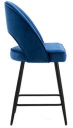 Lamboro Chelsea Velvet Single Kitchen Bar Stool, Black Footrest, Fixed Leg, Extra Padded Seat, Breakfast Bar & Home Barstool, Blue - thumbnail 6