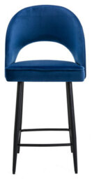 Lamboro Chelsea Velvet Single Kitchen Bar Stool, Black Footrest, Fixed Leg, Extra Padded Seat, Breakfast Bar & Home Barstool, Blue - thumbnail 8
