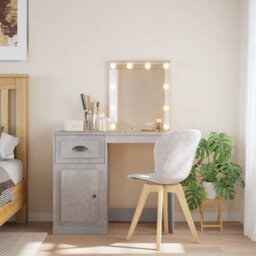 Berkfield Dressing Table With Led Lights Concrete Grey 90X42X132.5 Cm - thumbnail 1