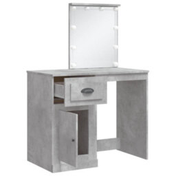 Berkfield Dressing Table With Led Lights Concrete Grey 90X42X132.5 Cm - thumbnail 4