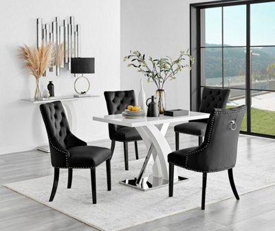 Furniturebox Uk Atlanta 4 White Dining Table And 4 Black Belgravia Black Leg Chairs - image 1