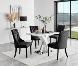 Furniturebox Uk Atlanta 4 White Dining Table And 4 Black Belgravia Black Leg Chairs - thumbnail 1