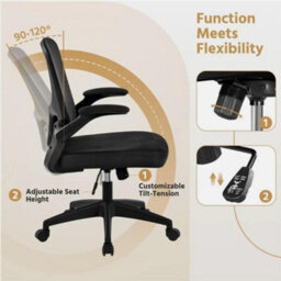 Home Office Chair Computer Mesh Desk Chair With Adjustable Arms And Height Black - thumbnail 6