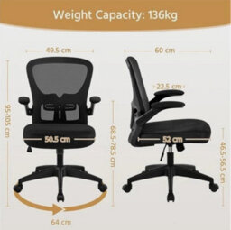 Home Office Chair Computer Mesh Desk Chair With Adjustable Arms And Height Black - thumbnail 3