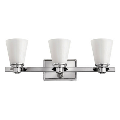 Elegant Ip44 3 Bulb Wall Light With Polished Chrome Finish And Opaque Glass Shades