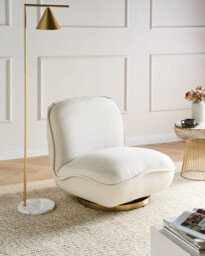 Beliani Swivel Armchair Muren Fabric Off-White - thumbnail 2