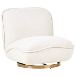 Beliani Swivel Armchair Muren Fabric Off-White - thumbnail 1