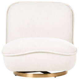 Beliani Swivel Armchair Muren Fabric Off-White - thumbnail 4