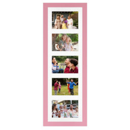 AK Frames 26X8 Pastel Pink Modern Multi Photo Frame With White Mount - Holds 5 Apertures (5X) 6X4 Photos - thumbnail 1