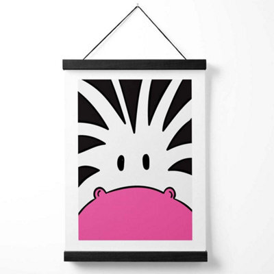 Artze Wall Art Cute Cartoon Style Zebra Face Art Print With Black Frame Size: A4 - image 1
