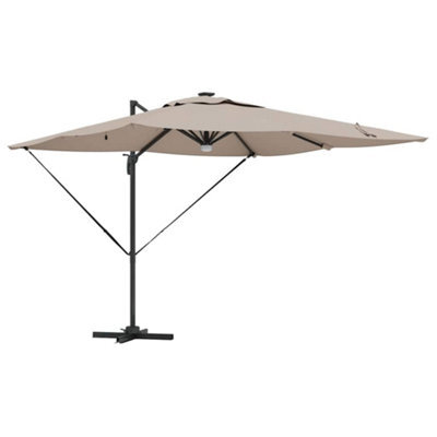 Berkfield Modern Cantilever Roma Parasol With Leds Taupe 286X285X270 Cm Aluminium - image 1