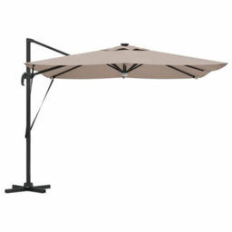 Berkfield Modern Cantilever Roma Parasol With Leds Taupe 286X285X270 Cm Aluminium - thumbnail 7