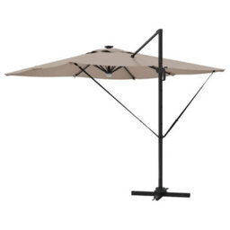 Berkfield Modern Cantilever Roma Parasol With Leds Taupe 286X285X270 Cm Aluminium - thumbnail 8