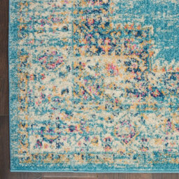 Light Blue Floral Luxurious Traditional Persian Dining Room Rug-201Cm X 290Cm - thumbnail 3