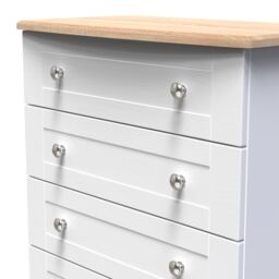 Santander Ready Assembled Matt White & Oak 5 Drawer Wide Chest (H)1074mm (W)765mm (D)415mm - thumbnail 3