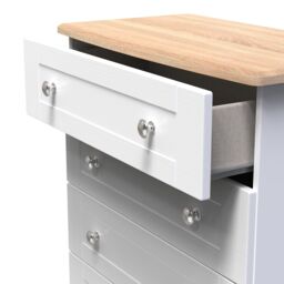 Santander Ready Assembled Matt White & Oak 5 Drawer Wide Chest (H)1074mm (W)765mm (D)415mm - thumbnail 4