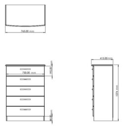 Santander Ready Assembled Matt White & Oak 5 Drawer Wide Chest (H)1074mm (W)765mm (D)415mm - thumbnail 5