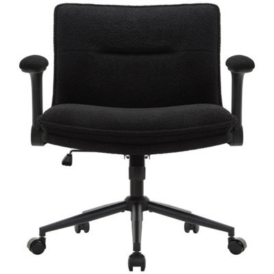 Black Accent Chair With Flip-Up Arms Ergonomic Adjustable Height & Wheels - image 1