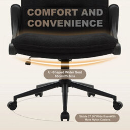 Black Accent Chair With Flip-Up Arms Ergonomic Adjustable Height & Wheels - thumbnail 4