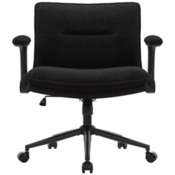 Black Accent Chair With Flip-Up Arms Ergonomic Adjustable Height & Wheels - thumbnail 1