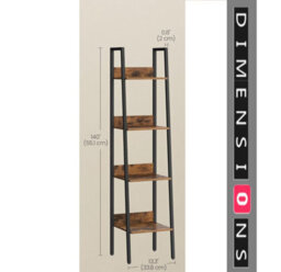 Modcraft Industrial 4-Tier Ladder Shelf, Rustic Brown & Black Bookcase For Living Room Or Office - thumbnail 5